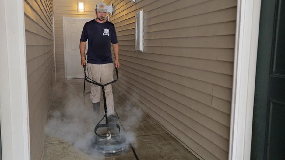 apartment pressure washing hallway